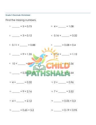 Preview of Multiplying Decimals Missing Factor 2 Digit B