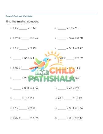 Preview of Multiplying Decimals Missing Factor 2 Digit C