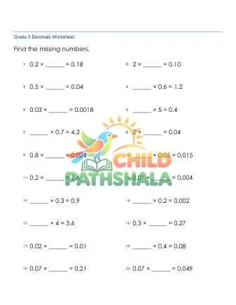 Preview of Multiplying Decimals Missing Factor By Decimal