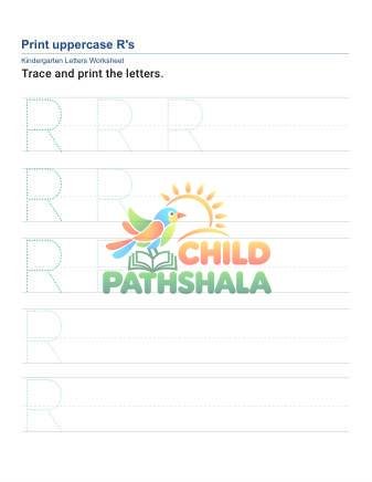 Printing Uppercase Letters R Worksheet for Grade 1