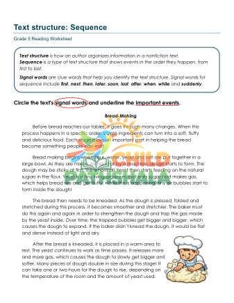 Sequencing B Worksheet for Grade 5