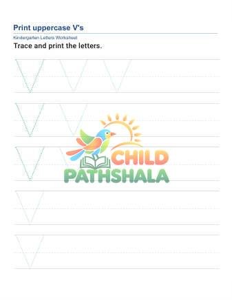Printing Uppercase Letters V Worksheet for Grade 1
