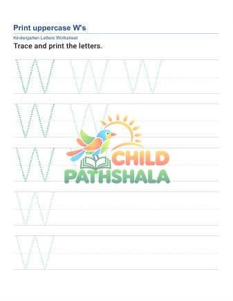 Printing Uppercase Letters W Worksheet for Grade 1