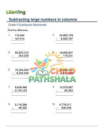 Preview of Subtract Large Numbers In Columns F