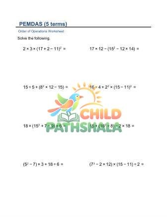 Preview of 4 Operations Exponent 5 Terms F