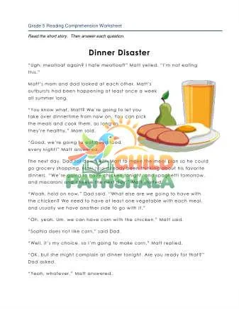 Preview of 5 Dinner Disaster