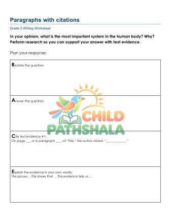 Citations Mfu Worksheet for Grade 5