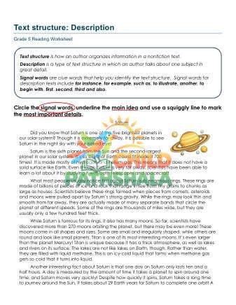 Descriptive Text Worksheet for Grade 5