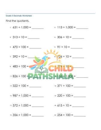 Preview of Dividing Whole Numbers By 10 100 1000 B