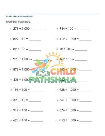 Preview of Dividing Whole Numbers By 10 100 1000 C