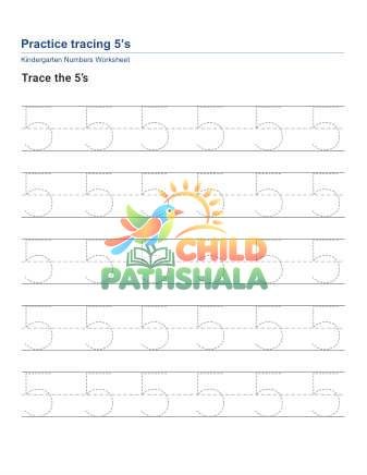 Tracing 5s Worksheet for Grade 1