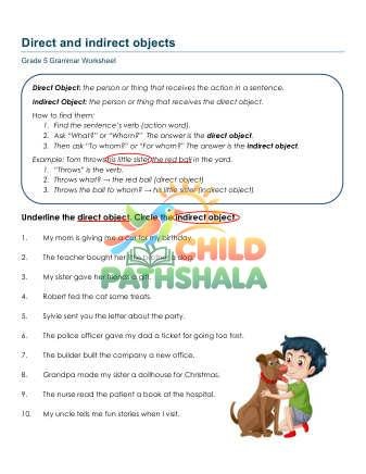 Objects A Worksheet for Grade 5