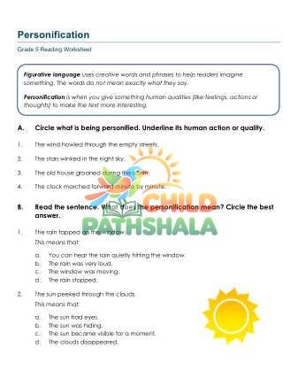 Personification Worksheet for Grade 5