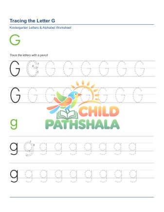Tracing Letters G Worksheet for Grade 1