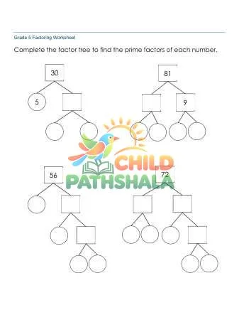 Preview of Prime Factor Trees