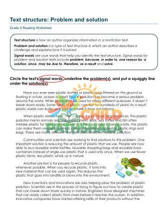 Preview of Problem Solution Text Structure