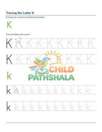 Tracing Letters K Worksheet for Grade 1