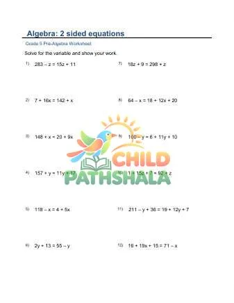 Preview of Two Sided Equations