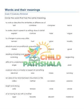 Preview of Words Meanings