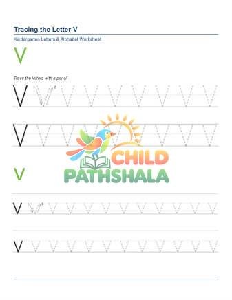 Tracing Letters V Worksheet for Grade 1