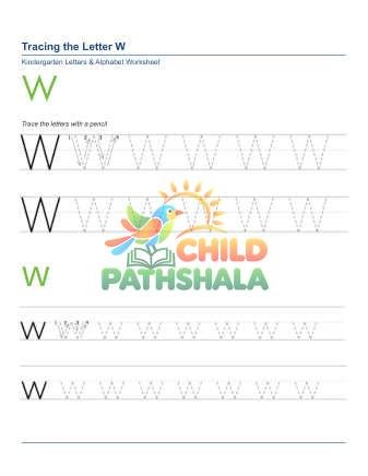 Tracing Letters W Worksheet for Grade 1