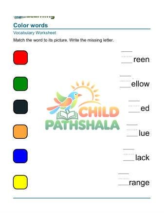 Practice Words Colors 1 Worksheet for Grade 1