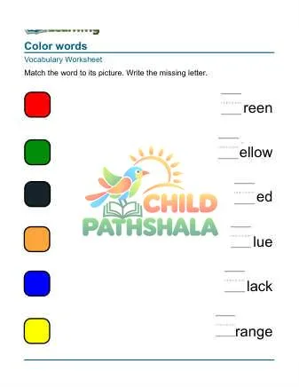 Preview of Practice Words Colors