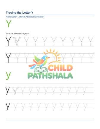 Tracing Letters Y Worksheet for Grade 1