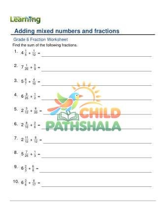 Adding Fractions And Mixed Numbers C