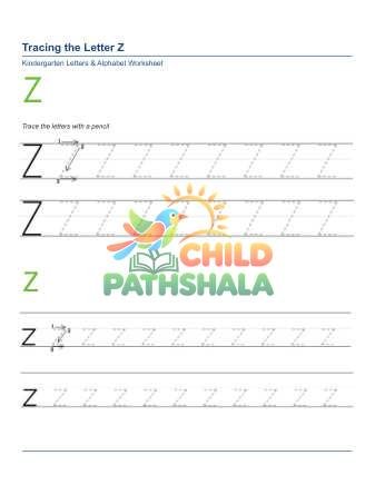 Tracing Letters Z Worksheet for Grade 1