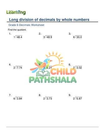 Decimals Long Division By Whole Numbers Harder A