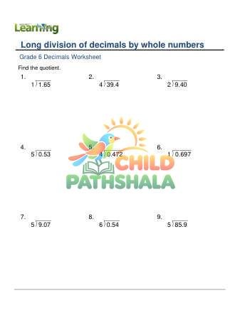 Decimals Long Division By Whole Numbers Harder B