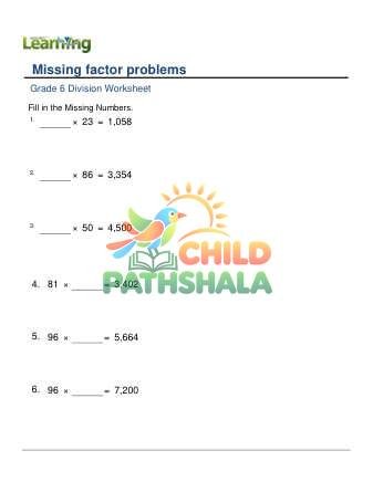 Division Missing Factors Long Division C