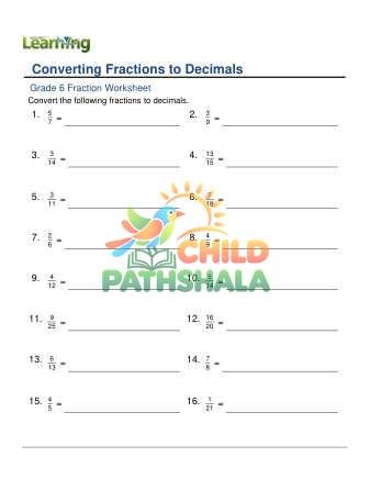 Writing Fractions As Decimals Using Long Division A