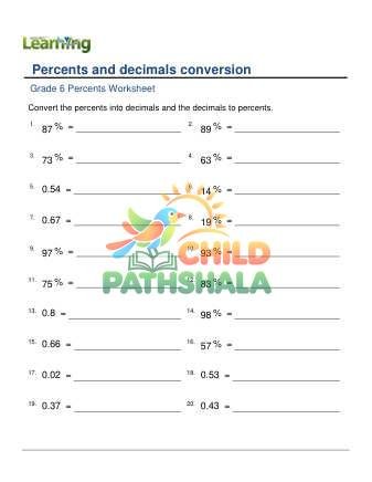 Decimals To Percents Vice Versa D
