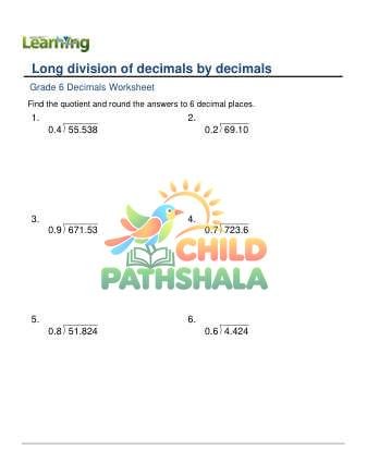 Dividing Decimals By 1 Digit Decimals B