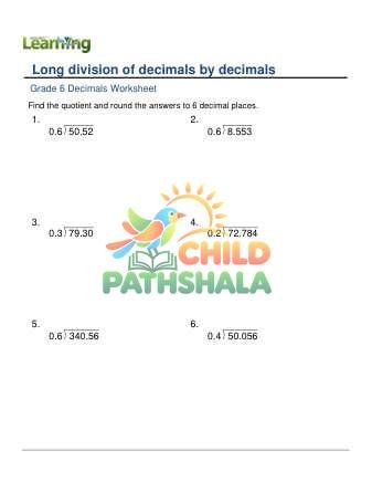 Dividing Decimals By 1 Digit Decimals E