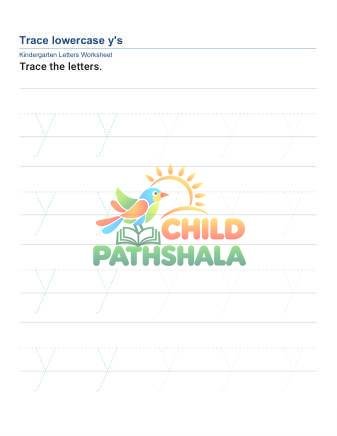 Tracing Lowercase Letters Y Worksheet for Grade 1