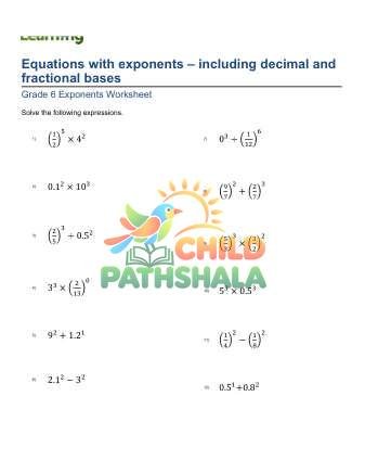 Preview of Exponents Equations Fractional A