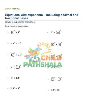 Preview of Exponents Equations Fractional