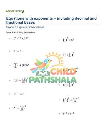 Preview of Exponents Equations Fractional C