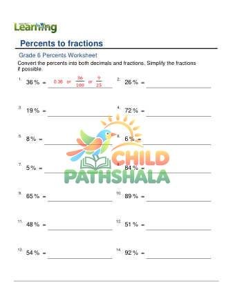 Percents To Fractions C