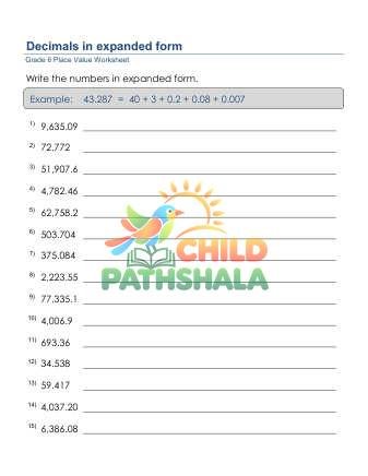 Preview of Place Value Decimals Expanded Form Cgh