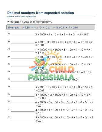 Place Value Normal Form 6 Decimal Digits E
