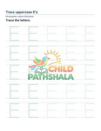 Tracing Uppercase Letters E Worksheet for Grade 1