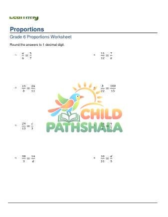Proportions 1 Decimal A Worksheet for Grade 6