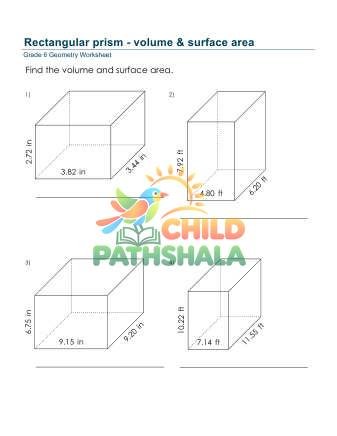 Rectangular Prism Volume Surface Area Decimals A