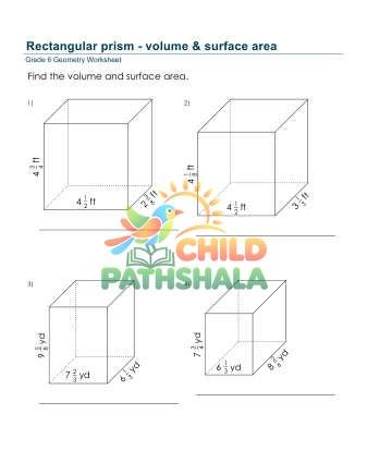 Rectangular Prism Volume Surface Area Fractions A