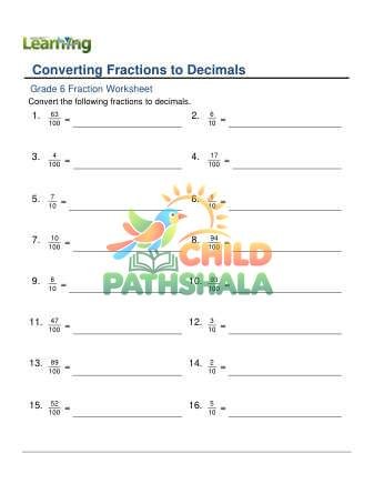 Writing Fractions As Decimals A