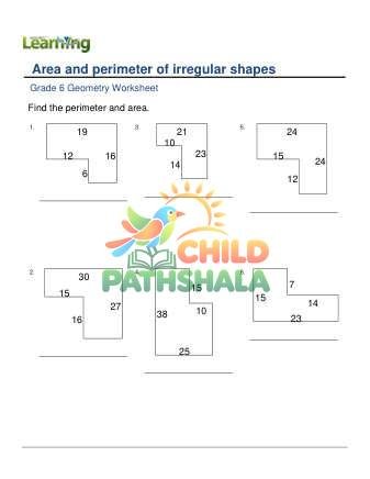 Area And Perimeter Irregular Rectangular Shapes B Worksheet for Grade 6